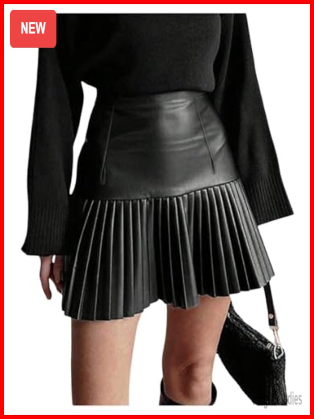 PU Leather High Waisted Pleated Mini Skirt Club Party Rave
